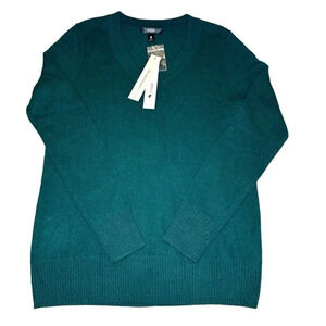 AQUA 100% Cashmere Women’s Crew Neck Kale Sweater Size Small